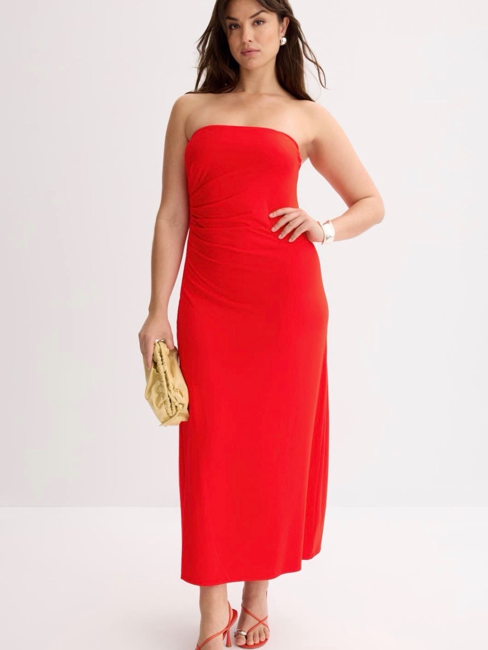 Favorite Daughter Strapless Red Midi Dress